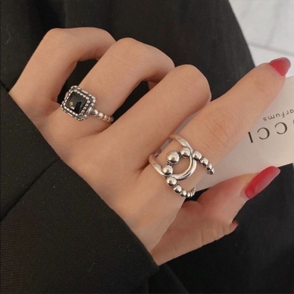 NEW Gold Geometric Design Sterling Silver Ring - Picture 10 of 14